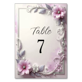 Numeração De Mesa Número de Mesa com Moldura Floral Rosa