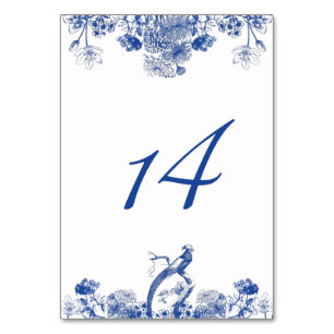 Numeração De Mesa Número de mesa com padrão floral azul e branco da 