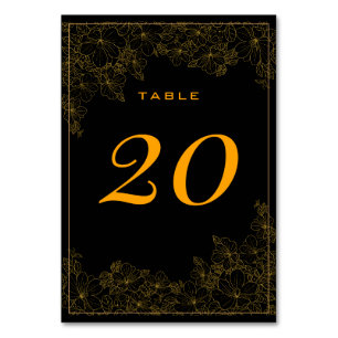 Numeração De Mesa Número de Mesa com Padrão Preto Elegante e Dourado