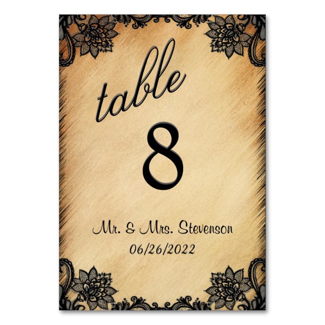 Numeração De Mesa Número de Mesa com Renda Rústica  (Frente)