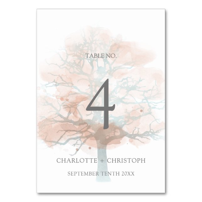 Numeração De Mesa Número de mesa da árvore enevoada (Frente)