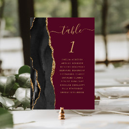 Numeração De Mesa Número de Mesa de Casamento Ágata Burgundy Ouro Pr