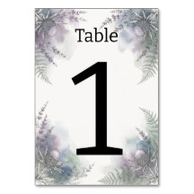 Número de Mesa de Casamento Aquarela Cardo Escocês