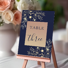 Numeração De Mesa Número de Mesa de Casamento Azul Marinho e Dourado
