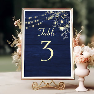Numeração De Mesa Número de Mesa de Casamento Azul Marinho Rústico