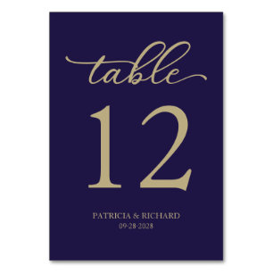 Numeração De Mesa Número de Mesa de Casamento Azul Naval Dourado Ele