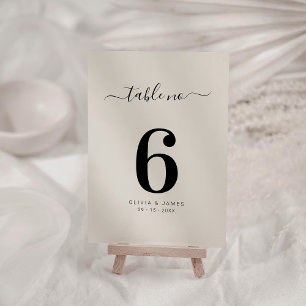 Numeração De Mesa Número de Mesa de Casamento Bege Cor Sólida Simple