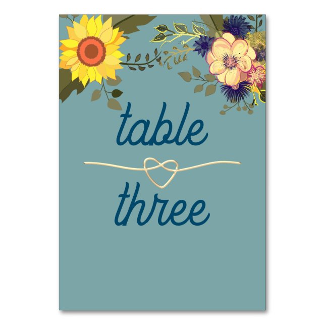 Numeração De Mesa Número de Mesa de Casamento Boho Girassol (Frente)