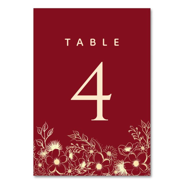 Numeração De Mesa Número de Mesa de Casamento Borgonha (Frente)