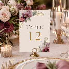 Numeração De Mesa Número de Mesa de Casamento Botânico Ameixa & Oliv
