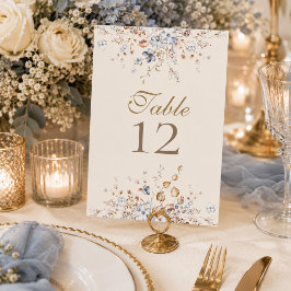 Numeração De Mesa Número de Mesa de Casamento Botânico Azul Empoeira