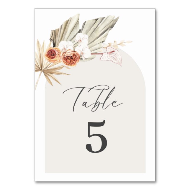 Numeração De Mesa Número de Mesa de Casamento Botânico Boho (Frente)