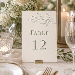 Numeração De Mesa Número de Mesa de Casamento Botânico Verde Sálvia