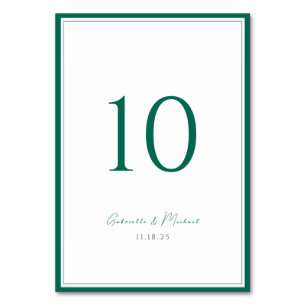 Numeração De Mesa Número de Mesa de Casamento Clássico Verde Esmeral