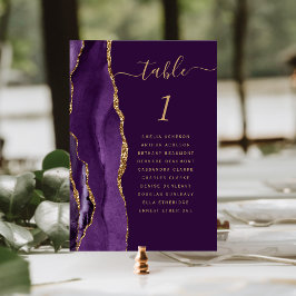 Numeração De Mesa Número de Mesa de Casamento com Ágata Dourada Roxa