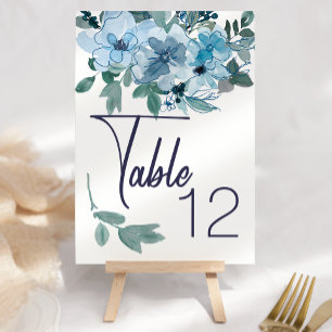 Numeração De Mesa Número de Mesa de Casamento com Aquarela Azul Past