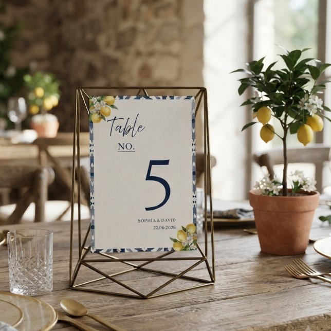 Numeração De Mesa Número de Mesa de Casamento com Azulejo Azul e Lim (Criador carregado)