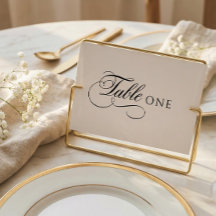 Número de Mesa de Casamento com Caligrafia Elegant