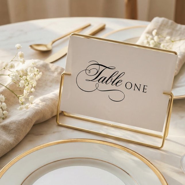 Numeração De Mesa Número de Mesa de Casamento com Caligrafia Elegant (Criador carregado)
