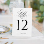 Numeração De Mesa Número de Mesa de Casamento com Caligrafia Elegant<br><div class="desc">Números de Mesa de Casamento com Caligrafia Elegante de Luxo (Preto e Branco) - Estes números de mesa de casamento elegantes apresentam um script de caligrafia elegante. Altere seus nomes e adicione individualmente ao seu carrinho.</div>