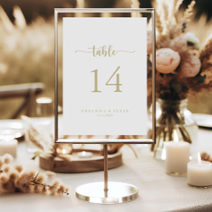 Numeração De Mesa Número de Mesa de Casamento com Caligrafia Minimal