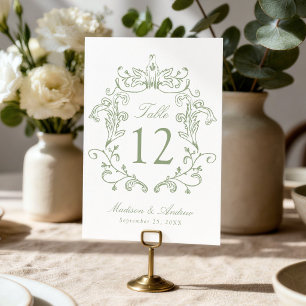 Numeração De Mesa Número de Mesa de Casamento com Crista Verde Sálvi
