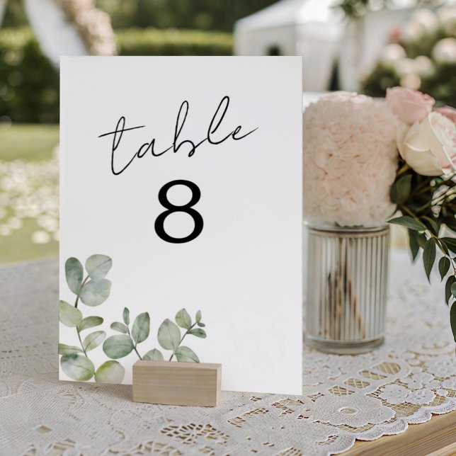 Numeração De Mesa Número de Mesa de Casamento com Eucalipto em Aquar (Criador carregado)