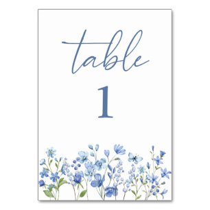Numeração De Mesa Número de Mesa de Casamento com Flor Silvestre Azu
