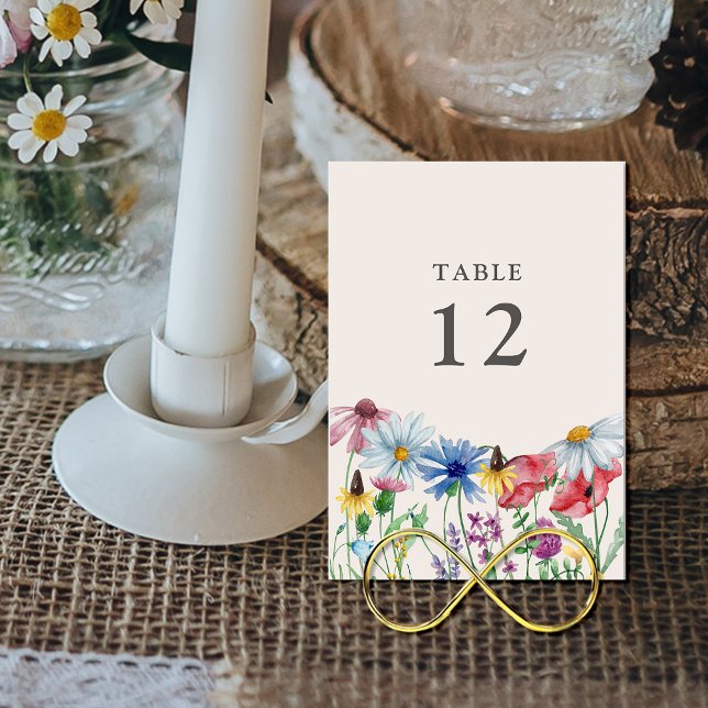 Numeração De Mesa Número de Mesa de Casamento com Flores Silvestres (Wedding Table Number Cards with wildflower border)