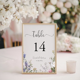 Numeração De Mesa Número de Mesa de Casamento com Flores Silvestres 