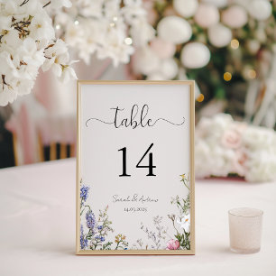 Numeração De Mesa Número de Mesa de Casamento com Flores Silvestres 
