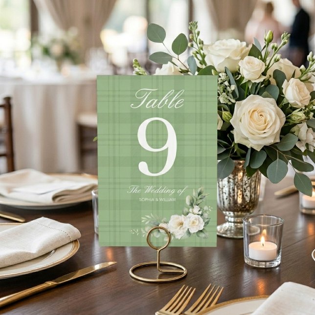 Numeração De Mesa Número de Mesa de Casamento com Folhagem e Rosa Br (Criador carregado)