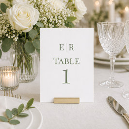 Numeração De Mesa Número de Mesa de Casamento com Monograma Branco e
