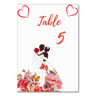 Numeração De Mesa Número de Mesa de Casamento com Silhueta Floral