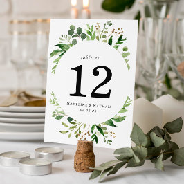 Numeração De Mesa Número de Mesa de Casamento com Vegetação em Aquar