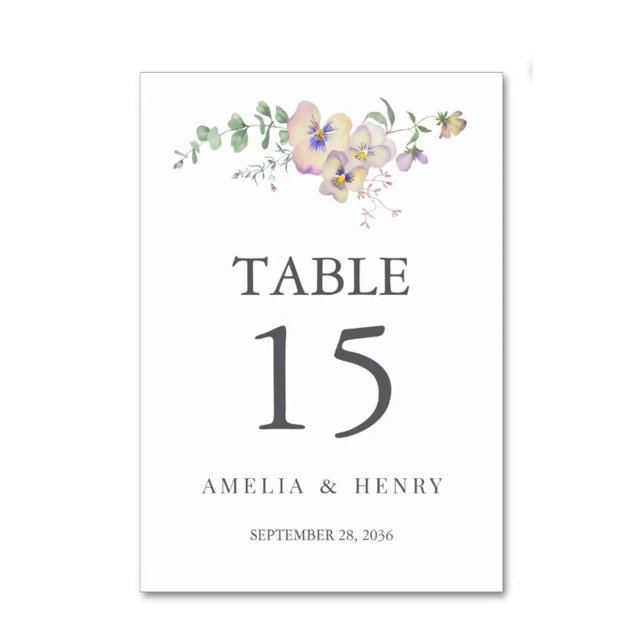 Numeração De Mesa Número de Mesa de Casamento com Viola e Eucalipto  (Criador carregado)