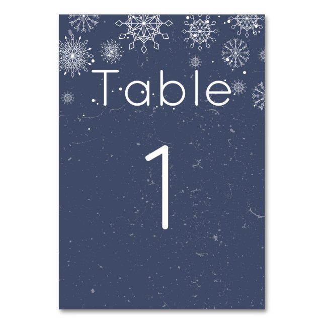 Numeração De Mesa Número de Mesa de Casamento de Inverno Floco de Ne (Frente)