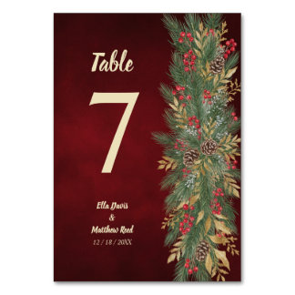 Numeração De Mesa Número de Mesa de Casamento de Natal Elegante com