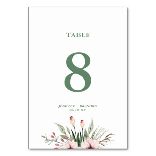 Numeração De Mesa Número de Mesa de Casamento de Verão com Flores em