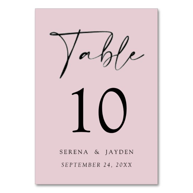 Numeração De Mesa Número de Mesa de Casamento Elegância Moderna Rosa (Frente)