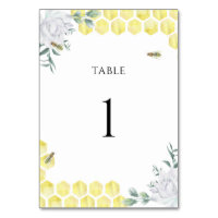 Número de mesa de casamento em aquarela com abelha