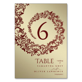 Numeração De Mesa Número de Mesa de Casamento em Damasco Vermelho e