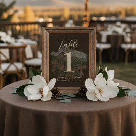Numeração De Mesa Número de Mesa de Casamento em Montanha com Aquare
