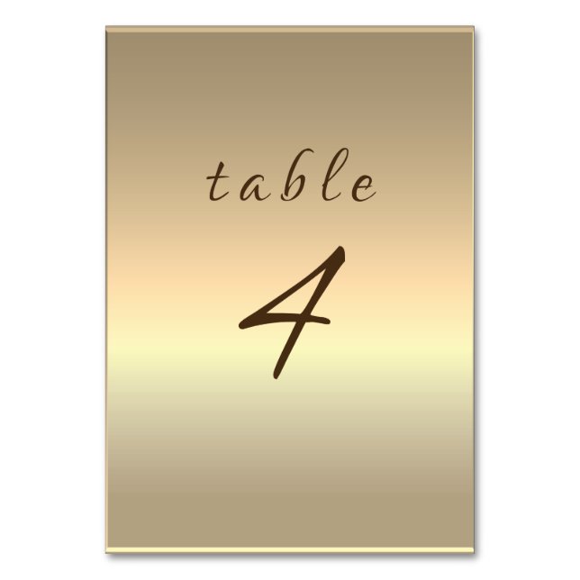 Numeração De Mesa Número de Mesa de Casamento em Ouro Elegante (Frente)