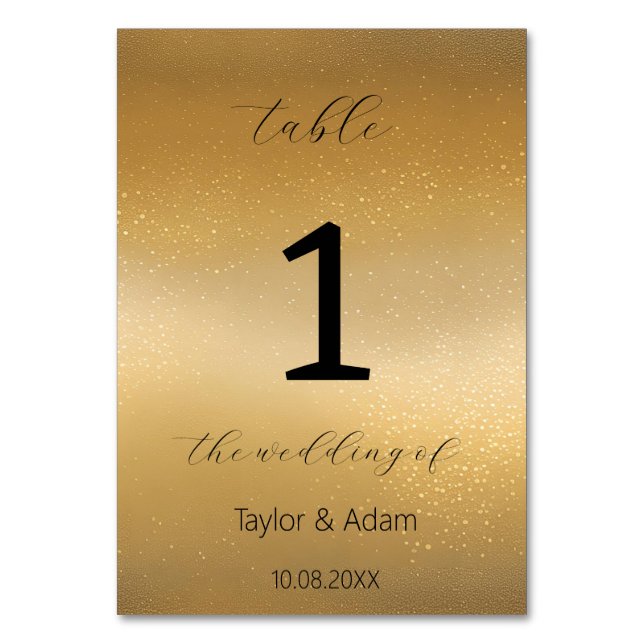 Numeração De Mesa Número de mesa de casamento em ouro elegante (Verso)