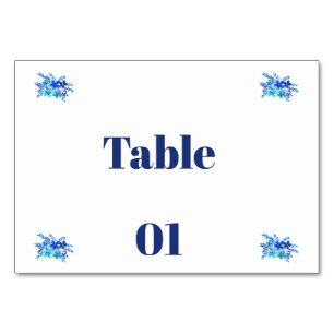 Numeração De Mesa Número de Mesa de Casamento Floral Aquarela Azul E