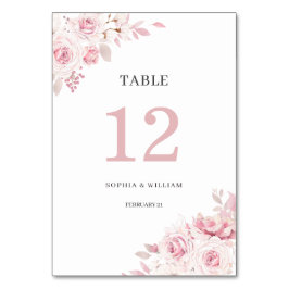 Numeração De Mesa Número de Mesa de Casamento Floral Aquarela Rosa B
