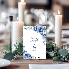 Numeração De Mesa Número de Mesa de Casamento Floral Azul Rústico
