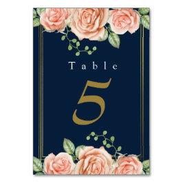 Numeração De Mesa Número de Mesa de Casamento Floral Bege Dourado Az
