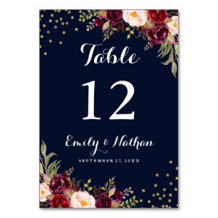 Numeração De Mesa Número de Mesa de Casamento Floral Confete Azul Ma